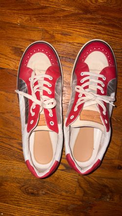 Louis vuitton sneakers in red,white and silver size 11