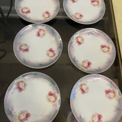 Vintage Porcelain Plate Set (6) – Pink Rose