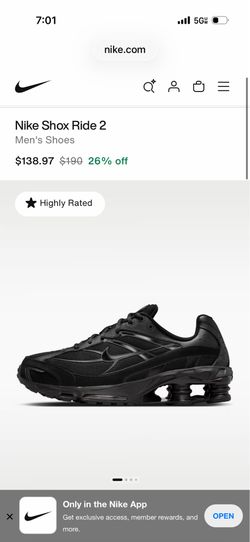 Nike Shox Ride 2 Men's Shoes Black/Black/Black Men’s 10 W 11.5
