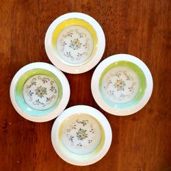 Vintage Floral Pastel Porcelain Coasters - Set of 4 