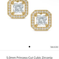 Gold Square Diamond Earrings