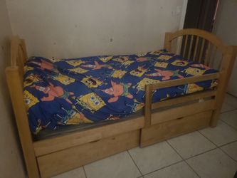 Twin Size Bed Frame with 2 Drawers