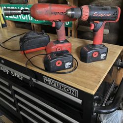 Snap On Impact  And Drill And Charger. With 3 Batterys