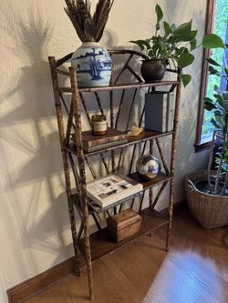 Antique Tortoise Bamboo Etagere 