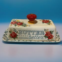 The Pioneer Woman Floral Butter Makes Everything Better Butter Dish