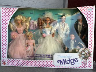 New In Box 1990 Wedding Party Midge Gift Set - 6 Dolls In Total