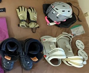 Snowboard (size 138) and gear, women’s