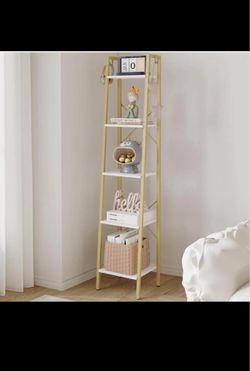 Gold/white 5-tier bookcase