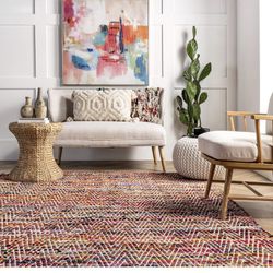 NuLOOM Hand Woven Chevron Accent Outdoor Patio Rug Magenta 2’x3’ $98