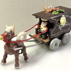 Vtg 1983 Wood Hersheys Chocolate Memories Carriage Christmas Ornament Horse Drawn Cart