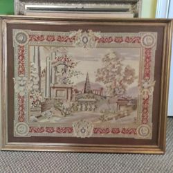 ANTIQUE FRAMED TAPESTRY