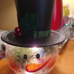 Crackle Glass Snowman Christmas Decor