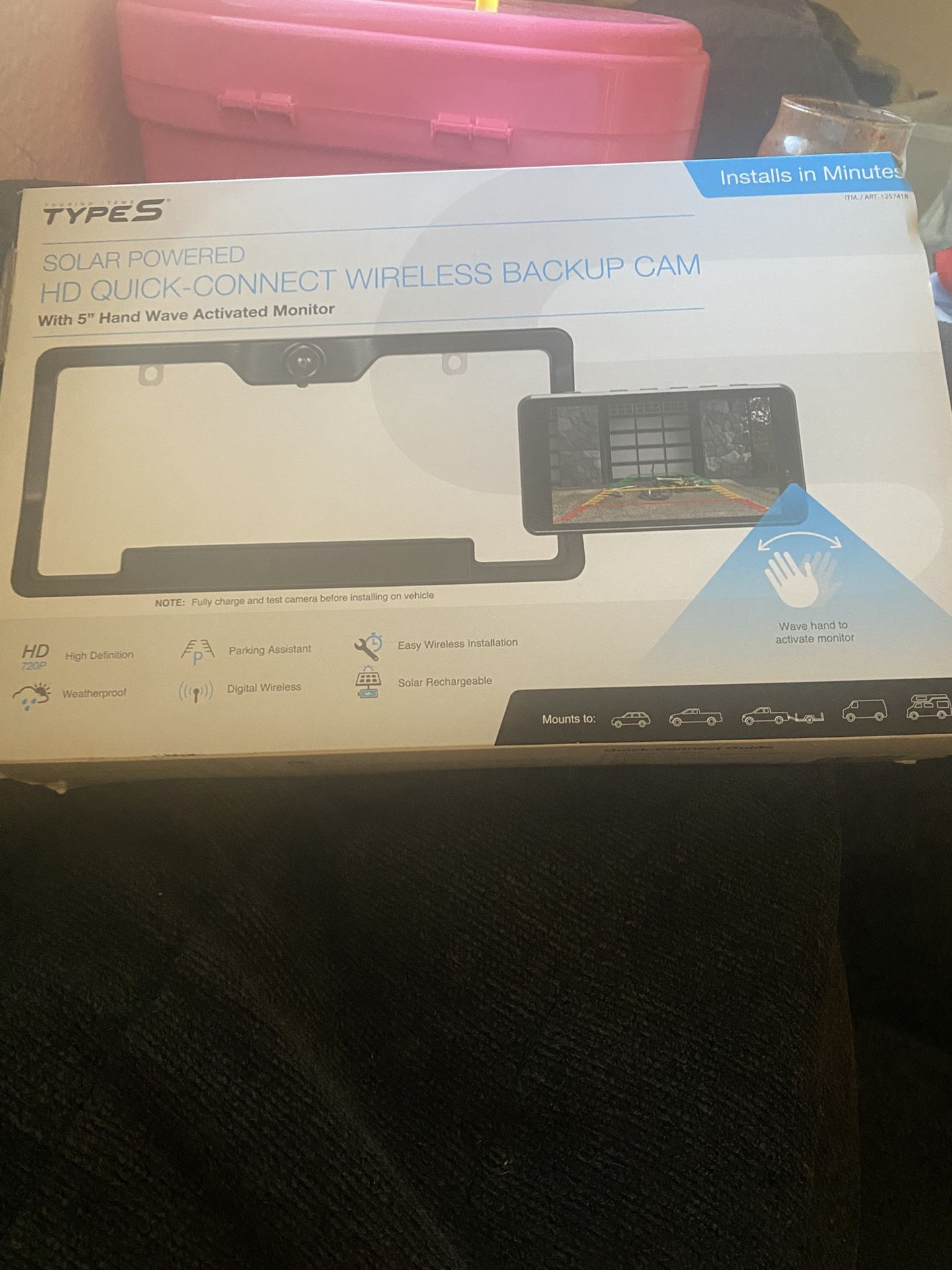 🌞 TYPES Solar Powered HD Quick-Connect Wireless Backup Cam w/ 5” Hand-Wave Monitor