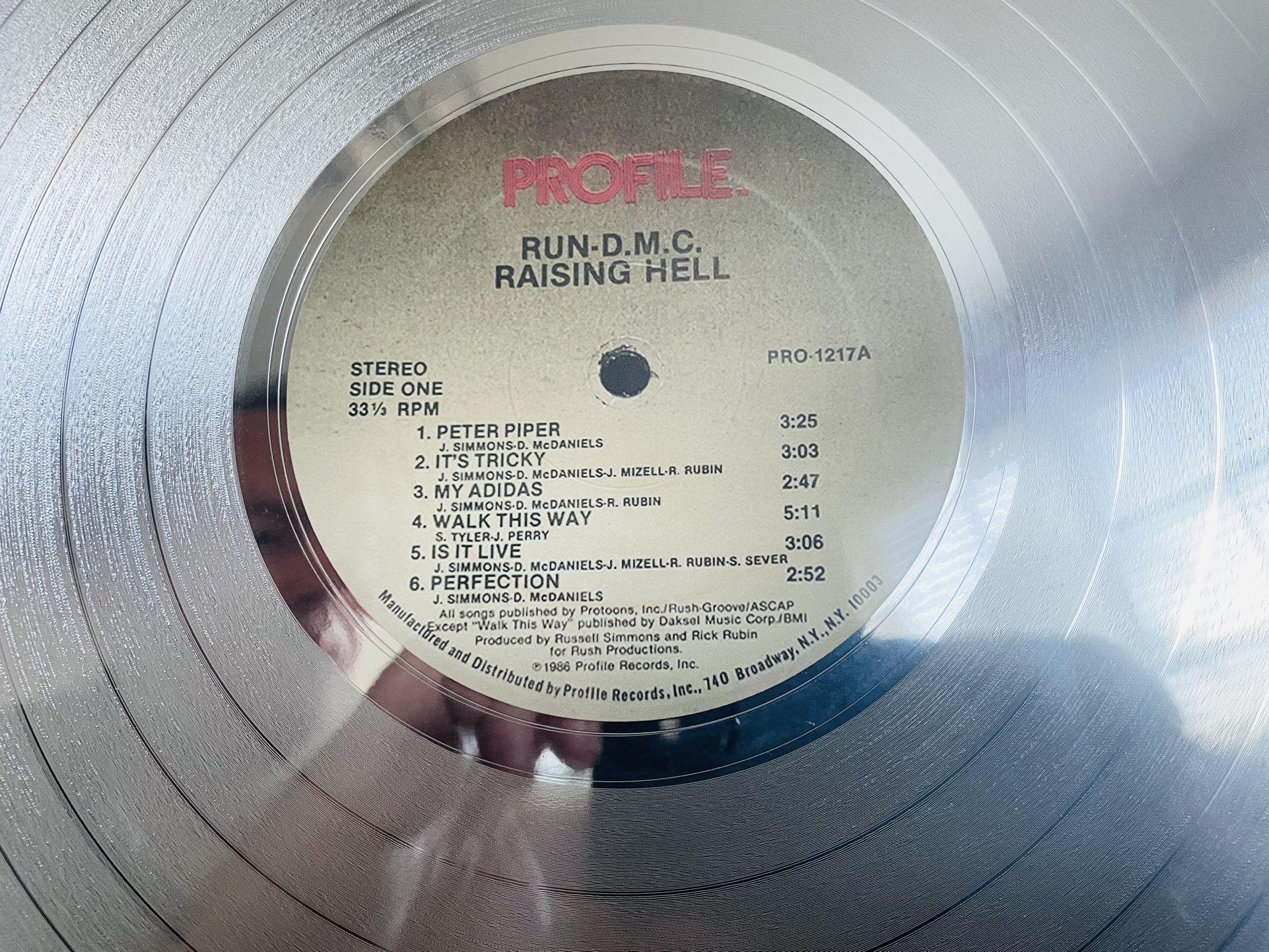 Rare Run DMC Framed Platinum Coated Raising Hell LP Album