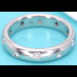 Tiffany & Co. Platinum Diamond Etoile Band Ring US Size 6