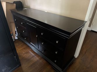 Black Wood Dresser & Matching Nightstand Set – $250 OBO
