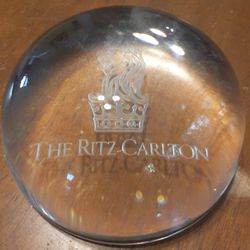 The Ritz-Carlton Crystal Paperweight With The Logo In Great Condition