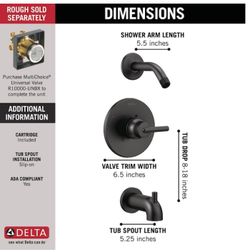 Delta Trinsic Matte Black 1-handle Bathtub and Shower Faucet Valve Included
