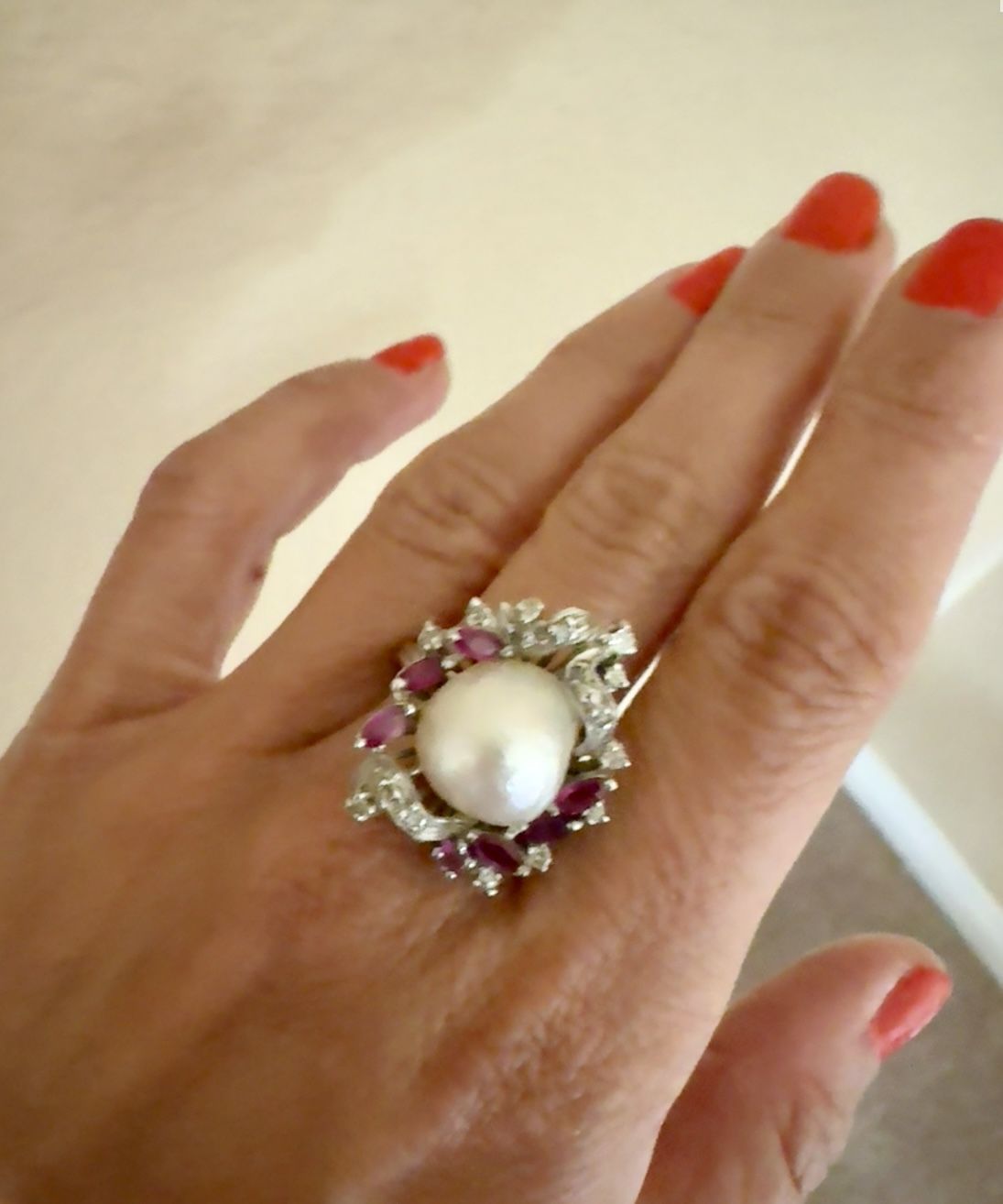 Pearl Ruby Diamond Ring