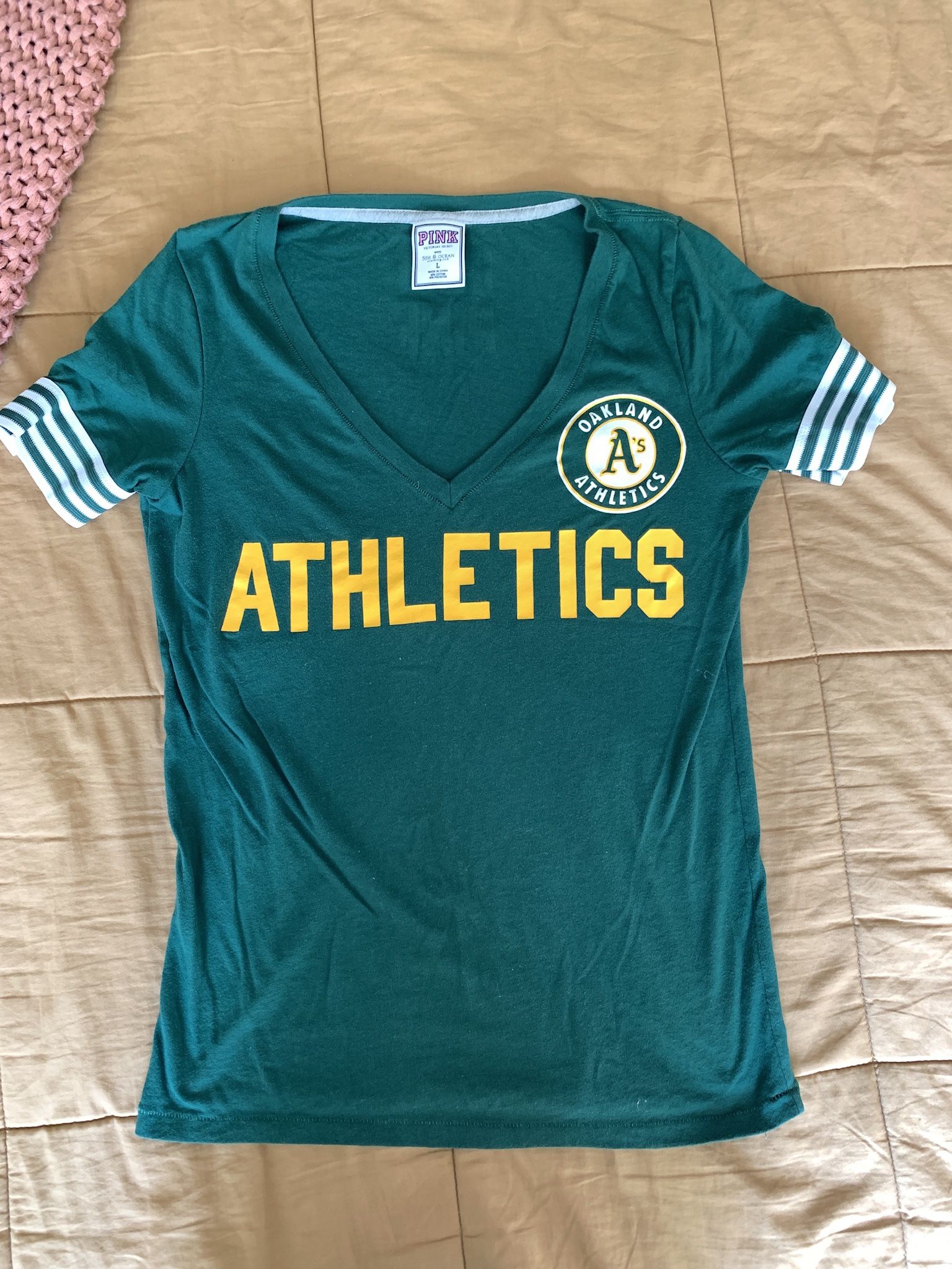 Love Pink Oakland A’s Womens V-Neck Shirt