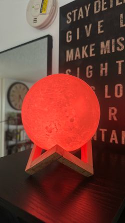 3D Moon Lamp with Wooden Stand