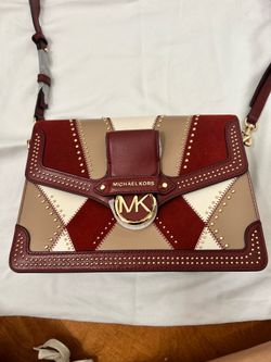 NEW - Michael Kors Red, Beige & Cream Studded Crossbody Bag
