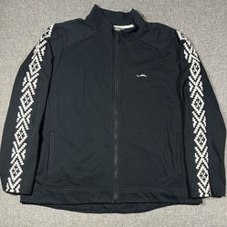 L-RL Lauren Active Womens Size 2X Zip Jacket Black White Embroidered Sleeves