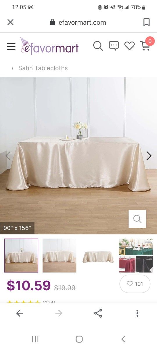 10 Pack 90 X 156 In Beige Satin Table Cover