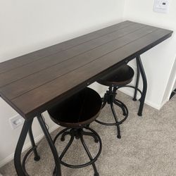 Bar Table With Two Rotating Adjustable Chairs 