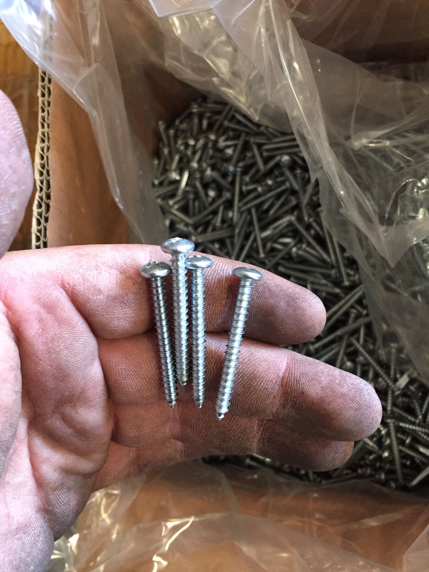 Sheet metal screws aka Tapping screws. About 14 boxes available of 6,000 pieces each. $30