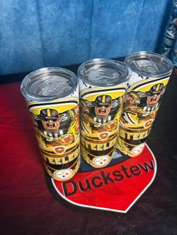 Steelers Skinny Tumbler • 20 oz Stainless Steel • Drinkware