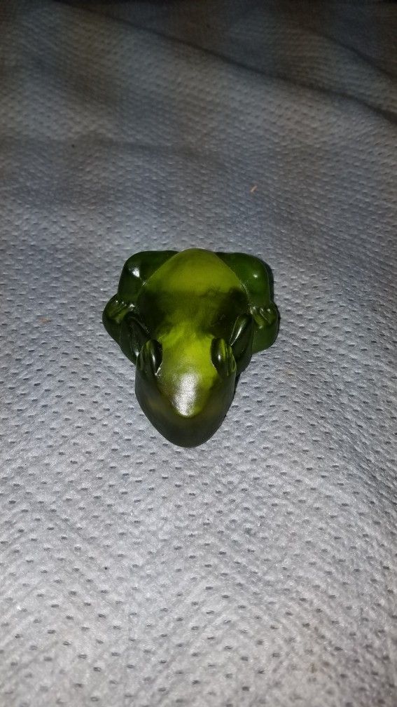Glass Green Frog Paper Weight