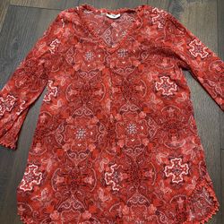 Womans Red Sheer Shirt Size Médium By Charter Club #3