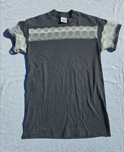 Vintage Upcycled Black Lace T Shirt