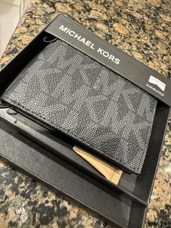 Michael Kors Men Wallet Black MK Signature Slim Billfold Cardholder Box