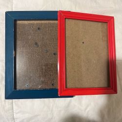 Vintage Red and Blue Wooden Picture Frames – Set of 2