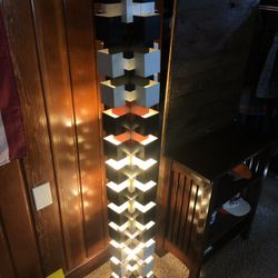 1970s Curtis Jere Mid-Century Stacked Chrome Geometric Skyscraper Lamp