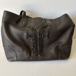 FRYE Sienna Shopper Logo Tote Dark Brown