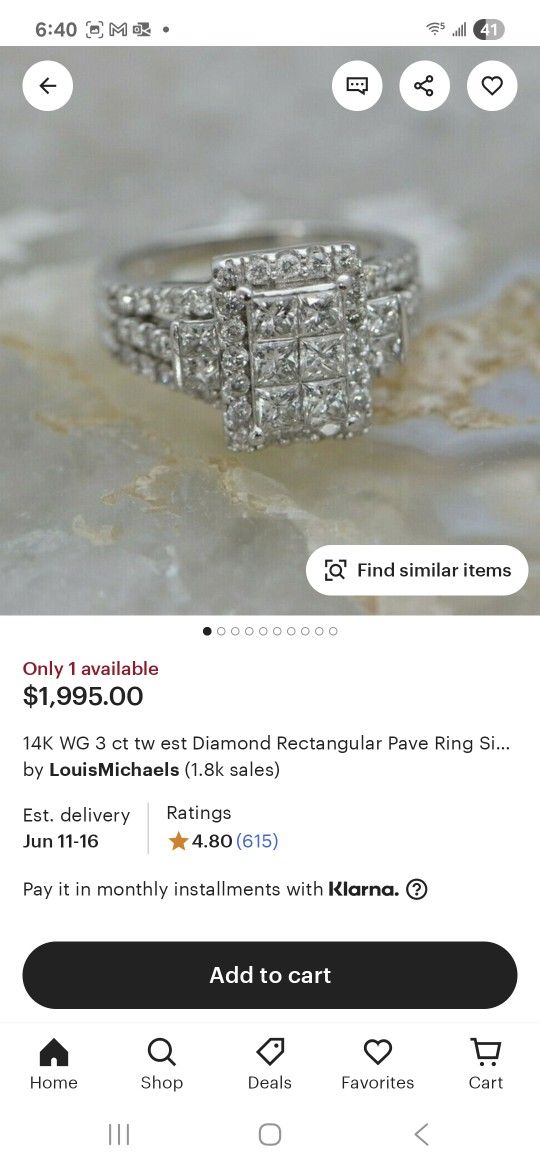 14 K WG 3 Carrot Fw East Diamond Rectangle Pale Ring