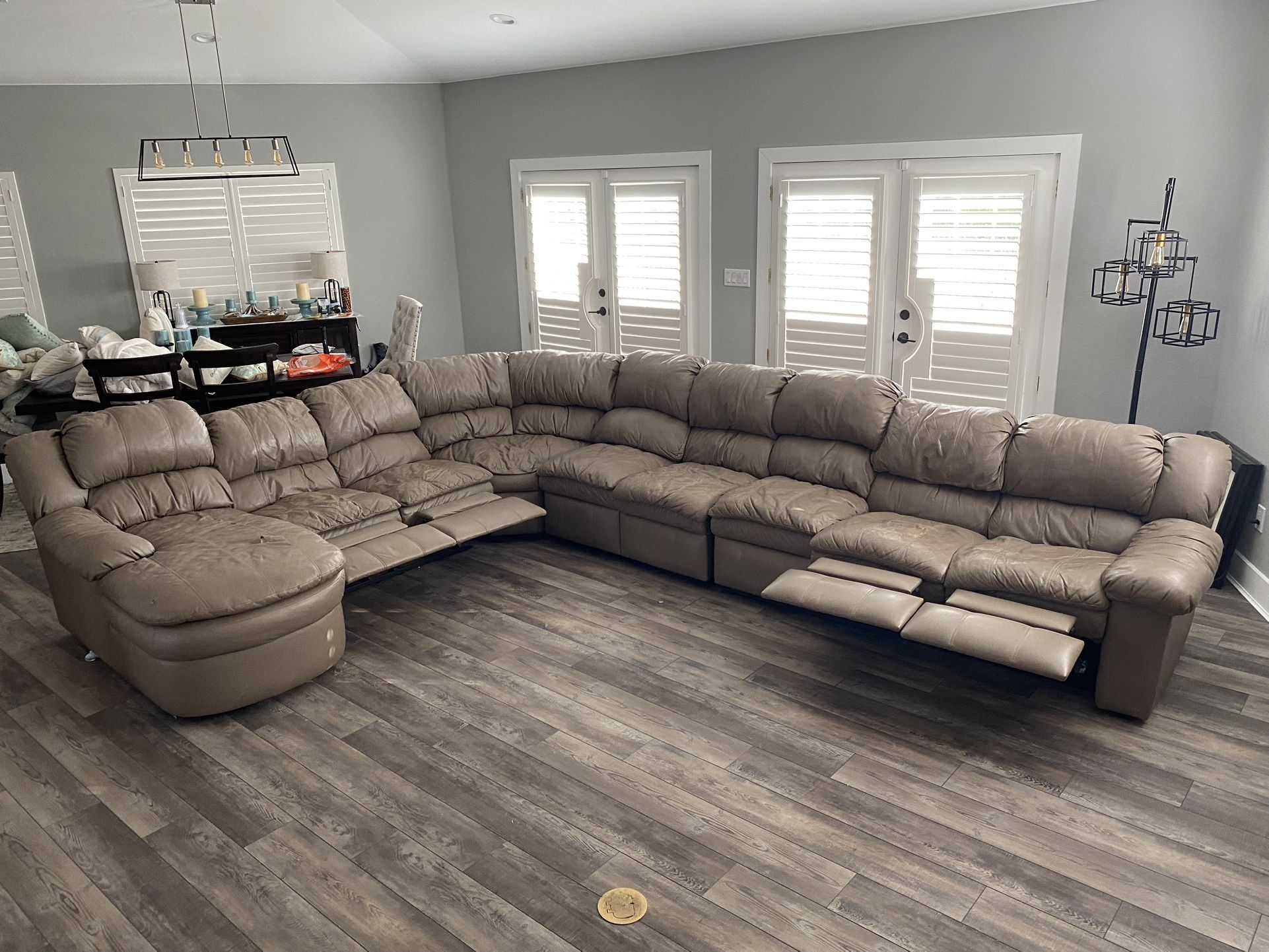 Huge Leather Sectional Sofa with 4 Recliners 