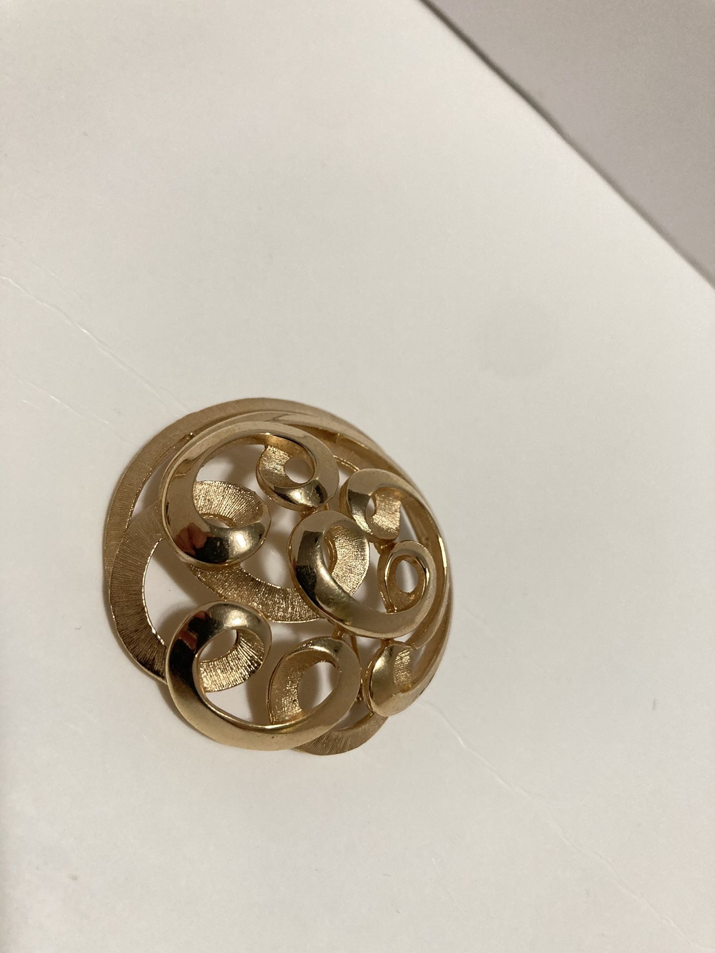 Crown Trifari  Gold Tone Brooch 