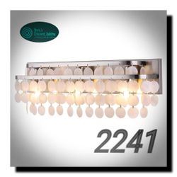 TOCHIC Bathroom Vanity Light with Natural Capiz Shell Shade, Brushed Nickel Coastal 3 Lights Vanity