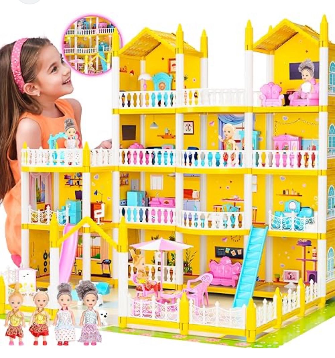 New my dream house W dolls, slide, swing and more
