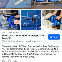 Kobalt 24V Max Brushless Cordless Drain Auger Kit