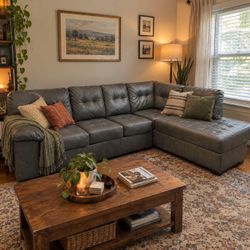 Grey L-Shaped Sectional Sofa