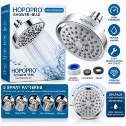 HOPOPRO High Pressure 5-Mode Shower Head — Chrome