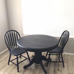 Black Dining Table with Leaf & 4-Chair Set
