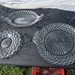 Vintage Fostoria America Crystal 3-piece Set Serving Dishes
