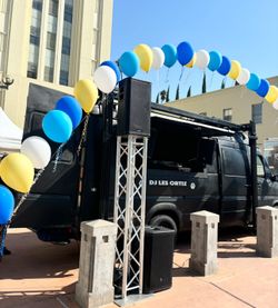 Mobile Dj Van • Production Truss Stage Risers Audio Visual Rentals