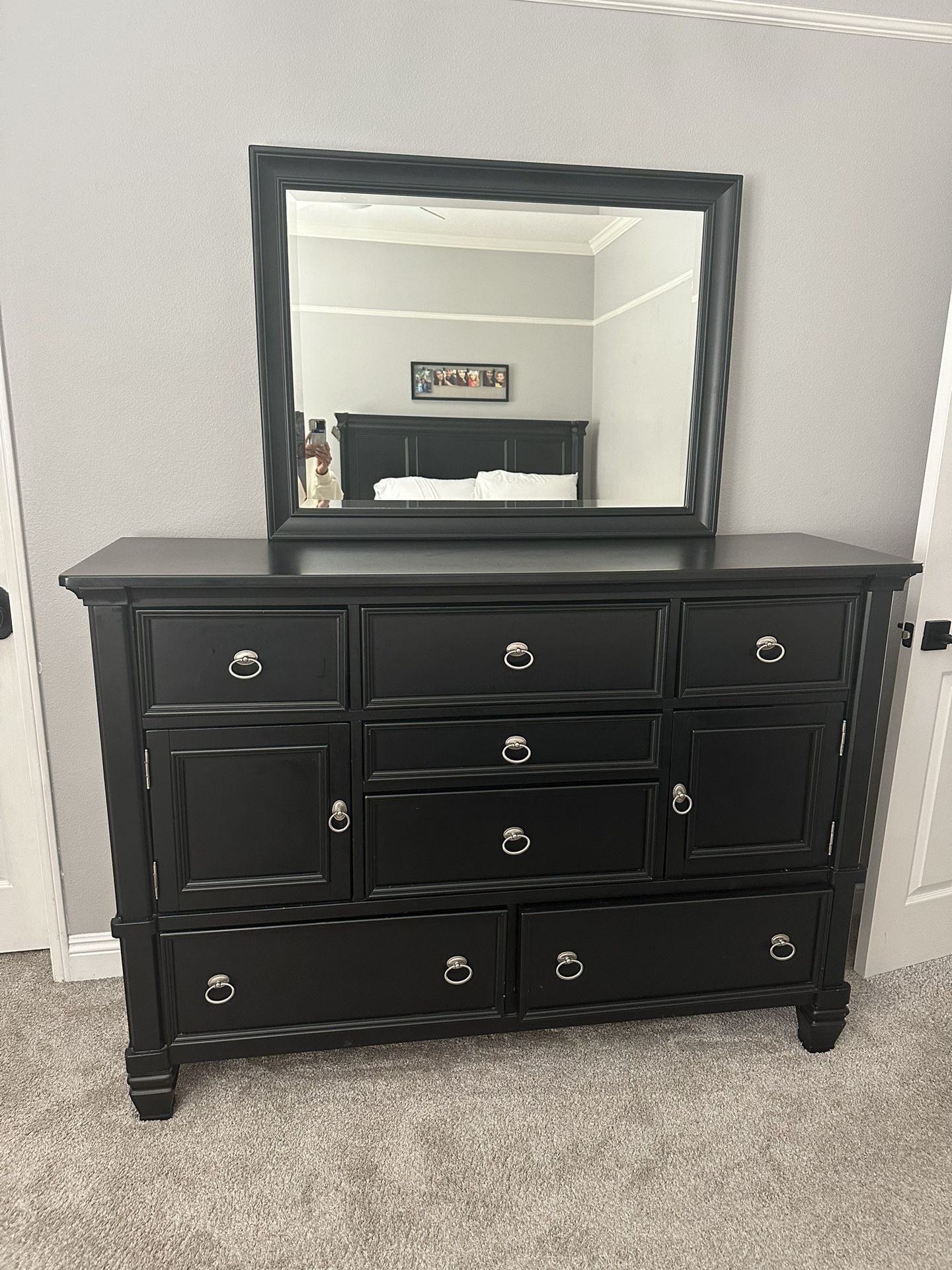Black Dresser With Mirror Great Quality 